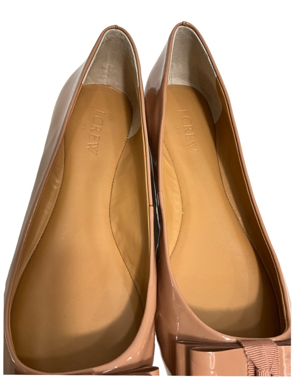J.CREW Emery Patent Leather Flats Nude Pointed Toe Bow Detail Size 8.5 - Picture 3 of 10